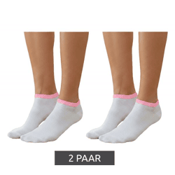 2 Paar Damen Sneaker-Socken mit 90 DEN blickdicht & wärmend Baumwoll-Socken Weiß/Rosa