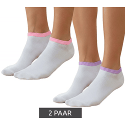 2 Paar Damen Sneaker-Socken mit 90 DEN blickdicht & wärmend Baumwoll-Socken Weiß/Rosa oder Weiß/Flieder