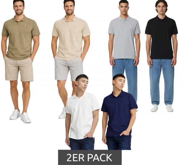 2er Pack klassisches BLEND Herren Poloshirt aus Baumwolle Shirt 20718074 Wei&szlig;/Blau, Beige/Braun oder Grau/Schwarz