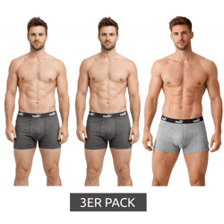 3er Pack PUMA Basic Boxer Herren Boxer-Shorts Baumwoll-Unterhose Unterwäsche 701218254 007 Grau/Hell-Grau