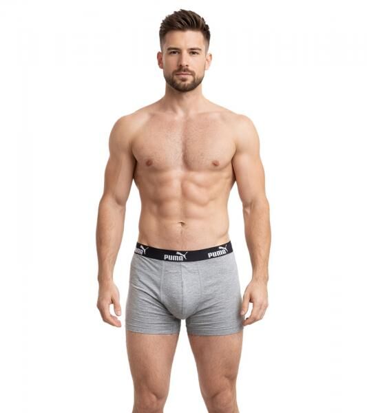 3er Pack PUMA Basic Boxer Herren Boxer-Shorts Baumwoll-Unterhose Unterw&auml;sche 701218254 004 Grau/Gr&uuml;n/Schwarz