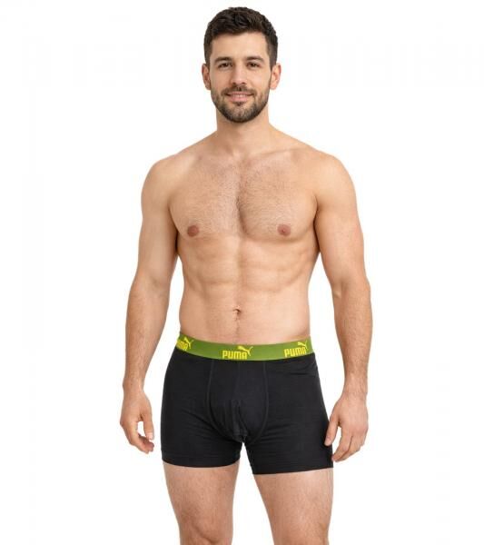 3er Pack PUMA Basic Boxer Herren Boxer-Shorts Baumwoll-Unterhose Unterw&auml;sche 701218254 004 Grau/Gr&uuml;n/Schwarz