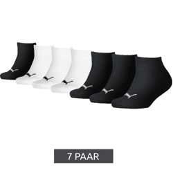 7 Paar PUMA Kids Sneaker Baumwoll-Socken Mädchen und Jungen Baumwoll-Strümpfe mit flacher Naht 701222093 001 Schwarz/Weiß