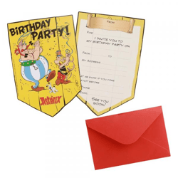 8 KARTONS EINLADUNG + UMSCHLAG ASTERIX® (ENG) 10 cm x 14.8 cm