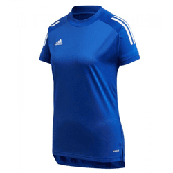 adidas Condivo 20 Damen nachhaltiges Sport-Shirt mit Mesh-Einsätzen Trainings-Shirt mit AEROREADY Fitness-Shirt FJ7532 Blau/Weiß