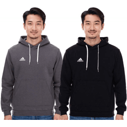 adidas Entrada 22 Hoody Herren Kapuzen-Pullover nachhaltiger Herren Baumwoll-Sweater mit Kängurutasche Hoodie Schwarz oder Grau