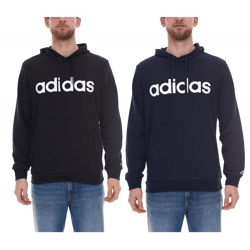 adidas Essentials French Terry Linear Logo Hoodie: Sustainable Men's Sweatshirt with Kangaroo Pocket GK9066 Blue or Black