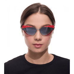 adidas Sonnen-Brille Damen mit blauen Gläsern und roten Bügeln UVA & UVB Schutz Freizeit-Brille EW3517 Rot