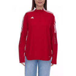 adidas Tiro21 Damen nachhaltiger Troyer-Pullover mit Logo Alltags-Pullover mit AEROREADY-Technologie GM7317 Rot