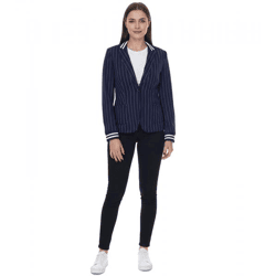 AjC Blazer Damen Business-Jacke mit Ein-Knopf-Verschluss Blazer Anzug-Jacke 90509505 Navy