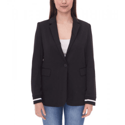 AjC Damen Blazer hüftlanger Boyfriend-Blazer mit Innenfutter und Ein-Knopf-Verschluss 21639409 Schwarz