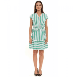 AJC Damen gestreiftes Mini-Kleid leichtes Baumwoll-Kleid Sommer-Kleid 60078437 Weiß/Grün