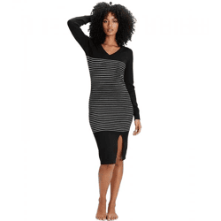 AjC Women's Striped Sweater Dress, Midi Dress, Knit Dress 10089317 Blue