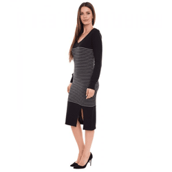 AjC Women's Striped Midi Knit Dress 52490724 Black