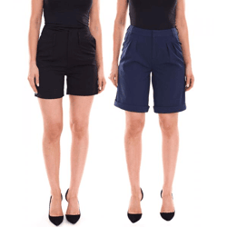 AJC Women's Summer Shorts, Short Suit Pants, Casual Bermuda Shorts in Black or Navy