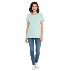 AjC Damen T-Shirt mit Vista Al Mar Rücken-Print kurzärmliges Sommer-Shirt 35732517 Mint-Grün