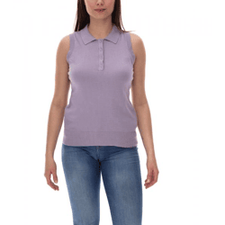 AjC Damen Tank Top modisches Polo-Shirt mit Knopfleiste Sommer-Shirt 30237620 Lila