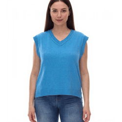 ALIFE AND KICKIN AudraAK Damen Strick-Pullunder mit V-Ausschnitt Sommer-Shirt 66809103 Blau