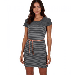 ALIFE AND KICKIN ClarissaAK B Damen Sommer-Kleid mit tonaler Taillenkordel Mini-Kleid Baumwoll-Kleid 58427169 Grau