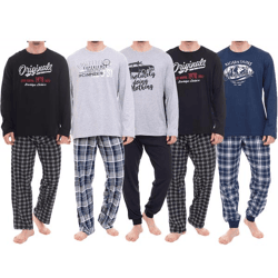 AM LEGEND Herren Pyjama-Set 2-teilig karierter oder unifarbener Schlafanzug aus 100%Baumwolle IAN MPJ 23 Schwarz, Navy, Grau in verschieden