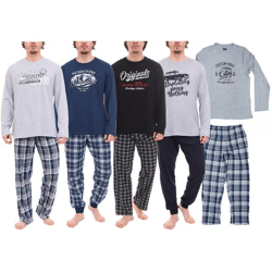 AM LEGEND Herren Pyjama-Set 2-teilig karierter oder unifarbener Schlafanzug IAN MPJ 23 Schwarz/Weiß/Blau/Grau in verschiedenen Modellen