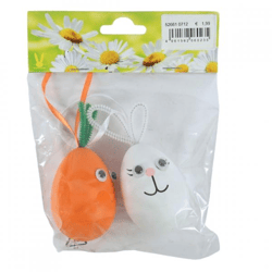 Pendant Easter egg and carrot 8 cm set of 2