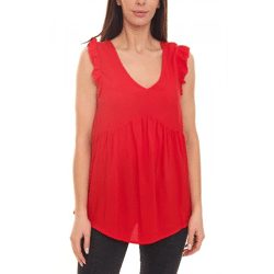 Aniston CASUAL Damen Blusentop mit Rüschendetails Sommer-Shirt 60330626 Rot