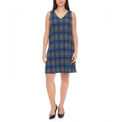 Aniston CASUAL Damen Kleid kariertes Sommer-Kleid ärmellos 13189530 Blau/Gelb