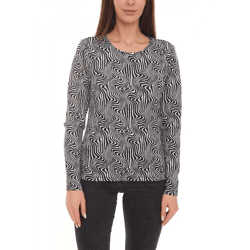 Aniston CASUAL Damen Langarm-Bluse stylische Damen Bluse mit Allover-Muster 56117949 Schwarz/Weiß