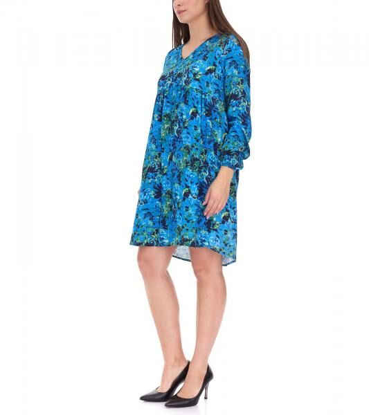 Aniston CASUAL Damen Mini-Kleid Sommer-Kleid Langarm-Kleid 36726314 Blau/Gr&uuml;n