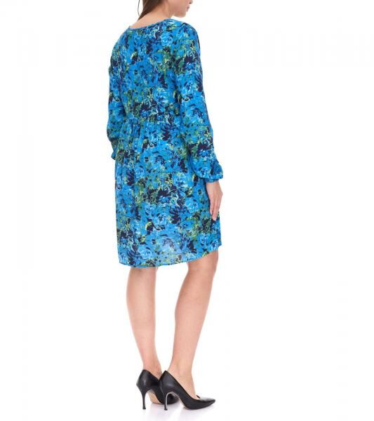 Aniston CASUAL Damen Mini-Kleid Sommer-Kleid Langarm-Kleid 36726314 Blau/Gr&uuml;n