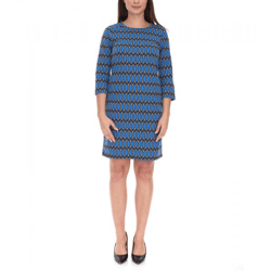 Aniston CASUAL Damen Sommer-Kleid mit Allover-Print Mini-Kleid Rundhals-Kleid 52386460 Blau/Schwarz