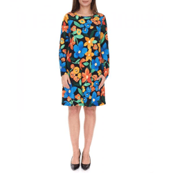 Aniston CASUAL Damen Sommer-Kleid mit Blumen-Print Mini-Kleid Langarm-Kleid 81651920 Schwarz/Gelb/Blau