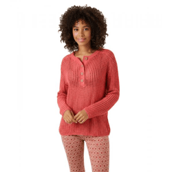 Aniston CASUAL Damen Strick-Pullover Grobstrick-Pullover mit Knopfleiste Langarm-Shirt 81819457 Rot