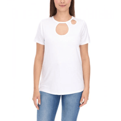 Aniston CASUAL Damen T-Shirt Kurzarm-Shirt mit Cut-Outs Sommer-Shirt 74287507 Weiß