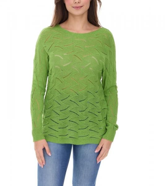 Aniston Damen Langarm-Shirt mit R&uuml;cken-Cut-Out Alltags-Pullover Sommer-Shirt 48676348 Gr&uuml;n