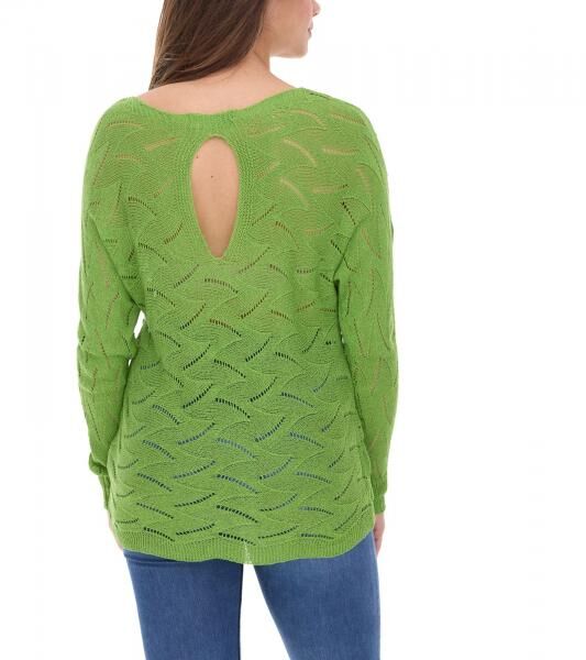 Aniston Damen Langarm-Shirt mit R&uuml;cken-Cut-Out Alltags-Pullover Sommer-Shirt 48676348 Gr&uuml;n