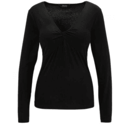 Aniston SELECTED Damen Langarm-Shirt mit Knotendetails Alltags-Pullover 15858260 Schwarz