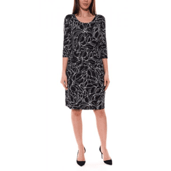 Aniston SELECTED Damen Mini-Kleid mit abstraktem Allover-Print Langarm-Kleid Schwarz/Weiß