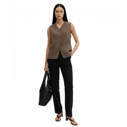 asymmetrische Damen Long-Weste mit Druckknöpfen mit Twillstruktur 911679 Oliv-Grün