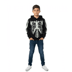 Auffälliger Jungen Kapuzenpullover mit fluoreszierendem Skelett Print für kleine Trendsetter 918185 Schwarz