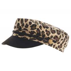Baker-Boy-Mütze mit Leopardenprint Ballon-Mütze mit dekorativem Kordelband Kopfbedeckung Sommer-Cap Schirm-Mütze 4606M K248213 Beige