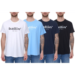 Ballin Est. 2013 Herren nachhaltiges Baumwoll-Shirt mit Logo-Print auf der Front Kurzarm-Shirt SH-REG-H050 Weiß, Navy, Hellblau oder Schwa