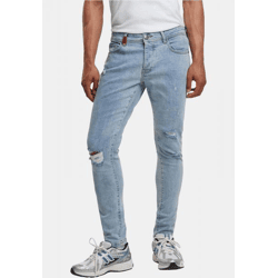 Comfortable 2Y Premium Men's Slim-Fit Stretch Jeans with Zipper, Cotton, Blue