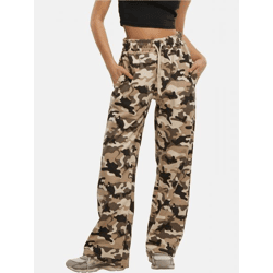 bequeme DEF Damen Hose Kordelzug mit Baumwolle Camouflage