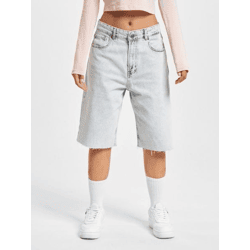 bequeme DEF Damen Shorts Reißverschluss mit Baumwolle Hell-Blau