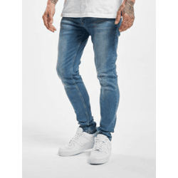 bequeme DEF Herren Jeans Slim Fit Stretch Reißverschluss mit Baumwolle Blau