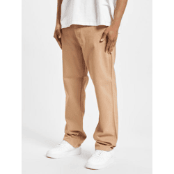 bequeme DEF Herren Jeans Straight Fit Reißverschluss mit Baumwolle Beige