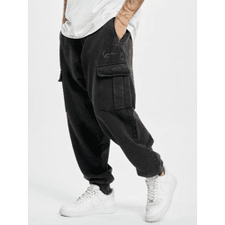 bequeme Karl Kani Herren Jeans Kordelzug Klettverschluss 400 g/m² mit Baumwolle Schwarz