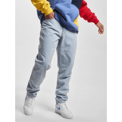bequeme Karl Kani Herren Jeans Reißverschluss Taschen mit Baumwolle Hell-Blau